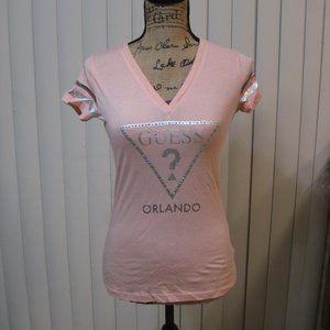 NWT Guess pink logo Orlando graphic t shirt top XS extra small